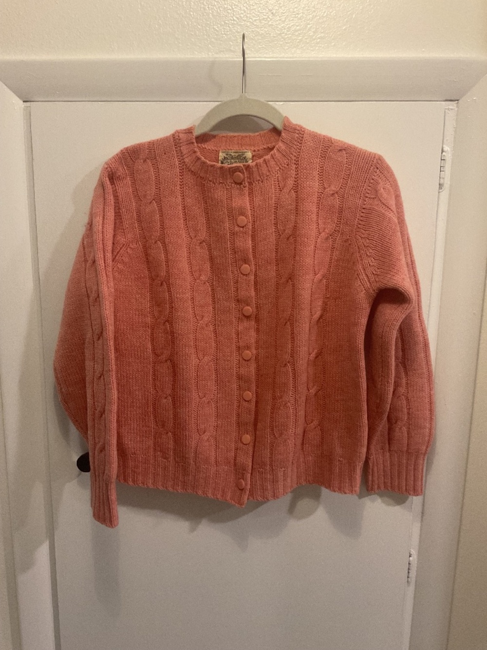 Vintage The Villager Sweater Cardigan, Melon Color, Size Small